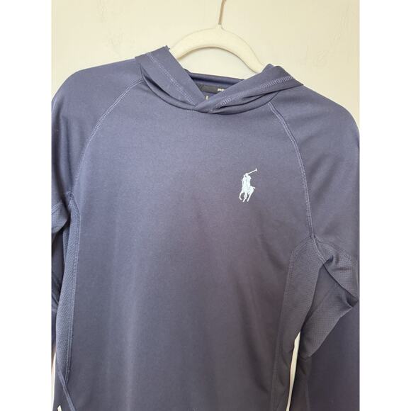 Polo Ralph Lauren Boys L 14-16 Performance Navy Pull Over Hooded Big Pony - Picture 9 of 15